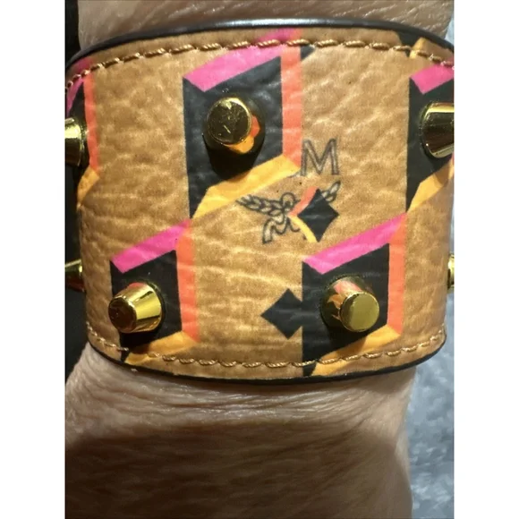 MCM Womans Leather Cuff Snap Bracelet Monogram MCM Pre-Loved - Picture 1 of 10